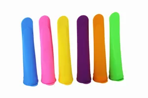 Colorful silicone ice pop molds set of 6 reusable popsicle maker tube molds for home kitchen use