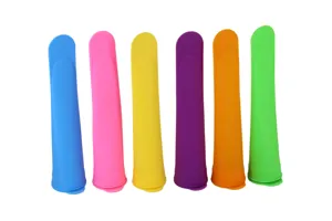 Colorful silicone popsicle molds set of 6 reusable ice pop makers kitchen tool for home DIY.