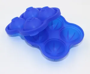 Silicone ice cube tray detail view, 4 cavities sphere mold for whiskey and cocktails.
