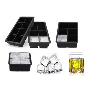 Cubiteras cuadradas de silicona con moldes de 4, 6 y 8 cavidades para whisky y cóctel