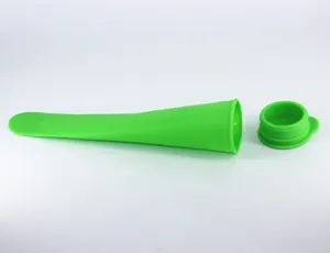 Silicone ice pop mold detail showing tube and lid design for homemade frozen treats.