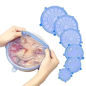 Silicone Stretch Lids Universal Reusable Bowl Covers Kitchen Food Fresh Keeping Sealing Lids Nordic Style
