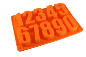 Oranje siliconen cijfer mal voor bakken, chocolade en doe-het-zelf handwerk gereedschap.