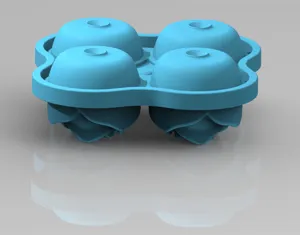 Detailed view of the 4-cavity blue silicone rose ice cube mold, showcasing the flower design.