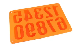 Oranje siliconen cijfermal voor bakken chocolade hars doe het zelf bakgereedschap