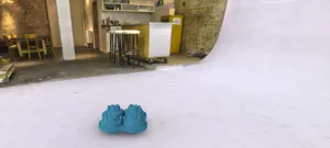 Blue 4-cavity rose silicone ice cube mold for cocktails, whisky, and party bar drinks.