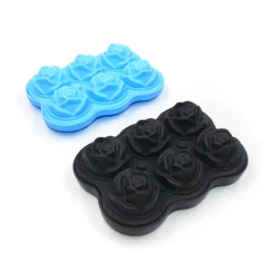 6 cavity rose silicone ice cube mold tray flexible kitchen tool for cocktail whiskey drinks