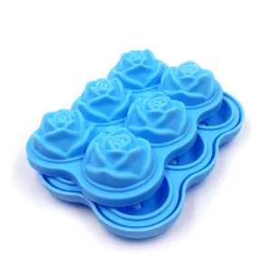 Blue 6-cavity silicone rose ice cube mold kitchen baking tool wonderful item new