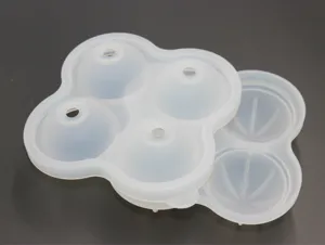 Silicone ice cube tray 4 cavity sphere ice mold flexible kitchen bar accessory clear design