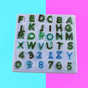 DIY siliconen letter cijfer hars mal set voor epoxy handwerk en huisdecoratie display.