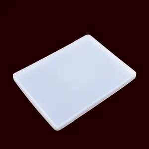 Detailed shot of a rectangular silicone mold, transparent DIY tray casting resin tool.