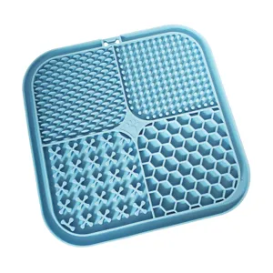 Silicone pet lick mat slow feeder mat with four textured zones for dogs and cats detail view