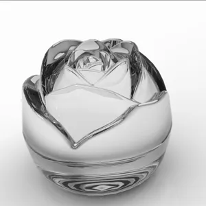Detailed close-up of a polished metallic silver rose sculpture, smooth reflective finish