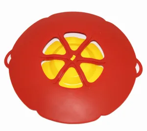 26cm silikon ueberkochschutz topfdeckel rot gelb kueche spritzschutz abdeckung neu