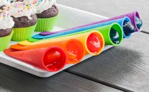 Colorful silicone ice pop molds push up ice cream cone maker rainbow set detail view