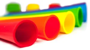Silicone ice pop mold detail, colorful popsicle tube with lid, kitchen ice cream maker tool
