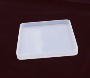 Square silicone mold for DIY epoxy resin craft, clear tray detail view for making.