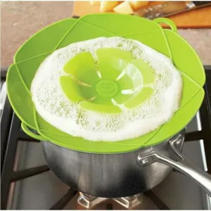 Couvercle antidébordement en silicone vert pour casserole ustensile de cuisine utile
