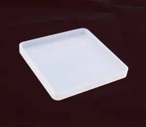 Detailed view of translucent square silicone mold, ideal for DIY epoxy resin crafts and trays.