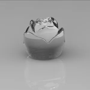 Clear crystal rose flower ornament 3d render elegant home decor desktop transparent gift item