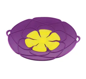 26cm silikon ueberlaufschutz deckel lila gelbe blume kuche kochwerkzeug topfdekor
