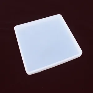 Square silicone mold detail, translucent epoxy resin tray casting mold for DIY handmade crafts.