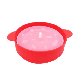 Collapsible silicone popcorn maker bowl with lid and handles microwave safe red kitchen tool
