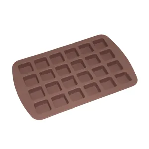Professional 24-cavity brown silicone square mold for baking chocolate and ice cubes