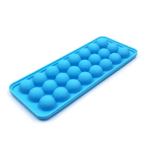Molde de cubitos de hielo de silicona azul de 24 cavidades, esfera de hielo para bar.