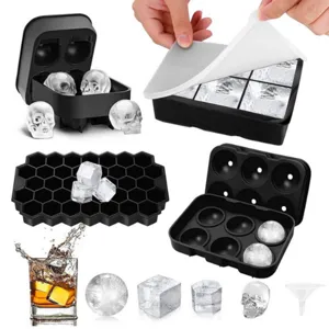 Juego cubitera de silicona moldes de hielo flexibles whisky cóctel cráneo esfera