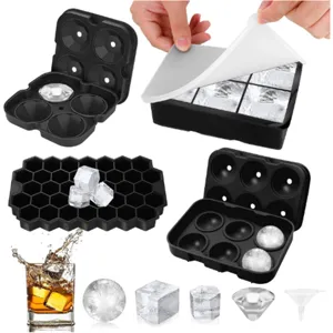 Juego de Bandejas de Cubitos de Hielo de Silicona Multifuncional Con Tapa Fabricante de Hielo Flexible para Whisky Cócteles Bar Accesorios de Cocina