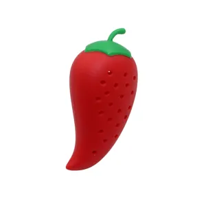 Silicone chili pepper shape tea infuser and spice filter for kitchen cooking red green