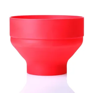 Bol de palomitas de silicona plegable microondas rojo cubo para aperitivos caseros fáciles.