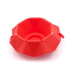 Bol de palomitas de silicona roja, máquina de palomitas para microondas plegable.
