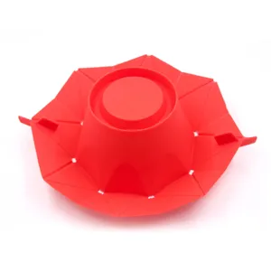 Bol de palomitas de silicona roja plegable para microondas, diseño octogonal térmico.