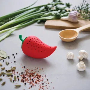 Red silicone chili pepper tea infuser spice strainer creative kitchen cooking gadget tool