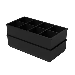 Schwarze Silikon 8-Loch Eiswuerfelbereiter Form, flexible doppelte Eisschale fuer Kueche.