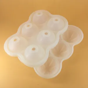 Bandeja de cubitos de hielo de silicona con 6 cavidades, molde redondo flexible.