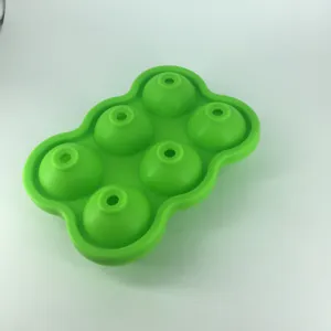 Molde de silicona verde para cubitos de hielo de 6 cavidades flexible para bolas de hielo.