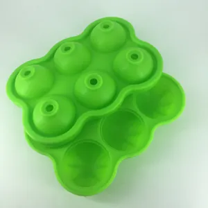 Molde de silicona verde de 6 agujeros cubitos cocina herramienta flexible esfera bandeja