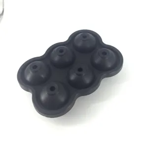 Molde de bola de hielo de silicona negra de 6 cavidades flexible para cocina bar.