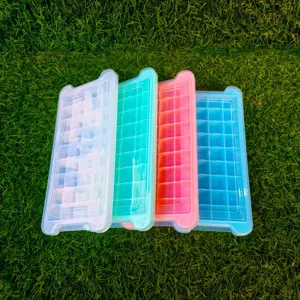 Silicone Ice Cube Tray With Lid 36 Grids Square Ice Maker Mold Flexible Easy Release Ice Tray For Kitchen Bar Home Use