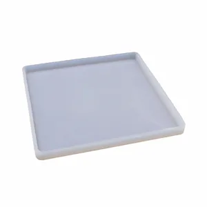 Square silicone resin mold for DIY craft tray making, flexible casting tray tool.