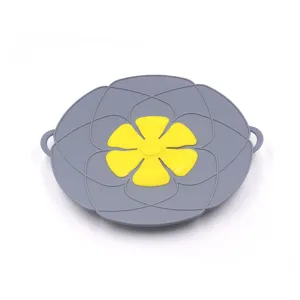 coperchio anti trabocco in silicone 26cm per pentola cucina fiore grigio giallo