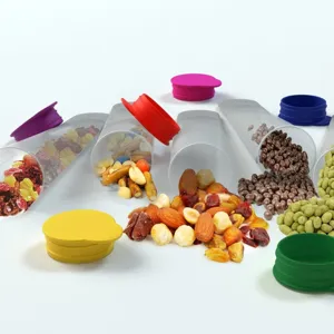 Colorful silicone ice pop molds with clear tubes, perfect for homemade treats and snacks storage.