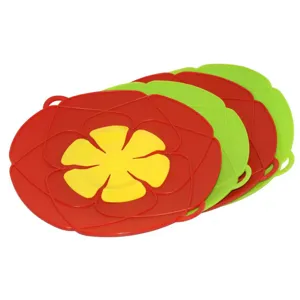 Couvercle Anti-Debordement en Silicone Resistant a la Chaleur avec Bouton Fleur pour Cuisine