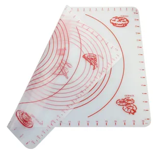 Thickened silicone baking mat with measurement scale, non-slip pastry dough mat detail view.