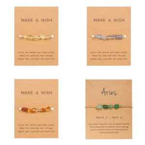 Handgefertigtes Gewebtes Verstellbares Naturstein Armband Sternzeichen Wunschkarte Freundschaft Schmuck Für Damen Herren Boho Geschenk
