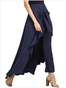 Women high waist wide leg chiffon pants wrap trousers casual stylish autumn bottom apparel