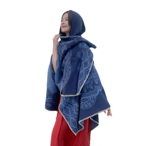 Eleganter Ethno-Stil Kapuzen-Poncho-Schal für Damen, perfekt für Reisen und Fotoshoots